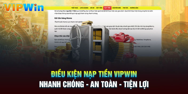 Điều kiện nạp tiền Vipwin cần nắm rõ